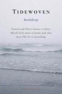 Misty gray coastline image for Pinterest