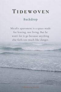 Misty gray coastline image for Pinterest