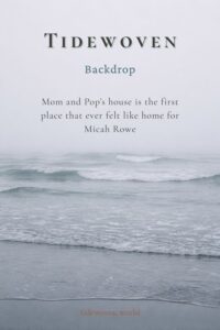 Misty gray coastline image for Pinterest