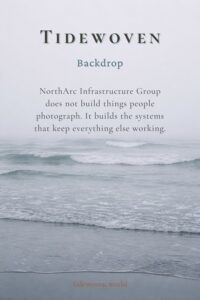 Misty gray coastline image for Pinterest