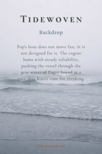 Misty gray coastline image for Pinterest