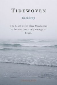 Misty gray coastline image for Pinterest