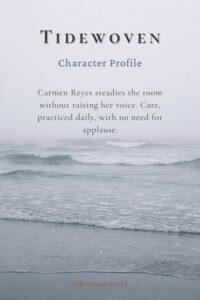 Misty gray coastline image for Pinterest