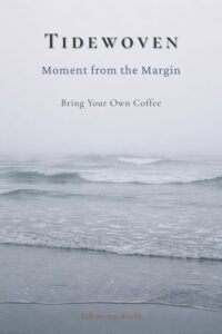 Misty gray coastline image for Pinterest