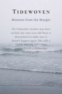 Misty gray coastline image for Pinterest