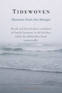 Misty gray coastline image for Pinterest