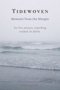 Misty gray coastline image for Pinterest