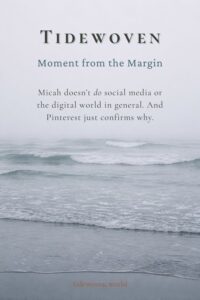 Misty gray coastline image for Pinterest