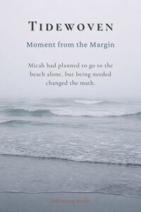 Misty gray coastline image for Pinterest