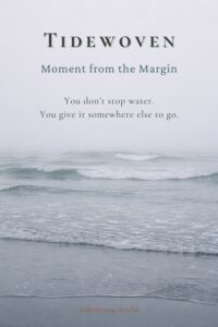 Misty gray coastline image for Pinterest