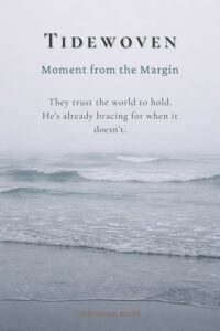 Misty gray coastline image for Pinterest