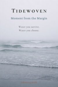 Misty gray coastline image for Pinterest